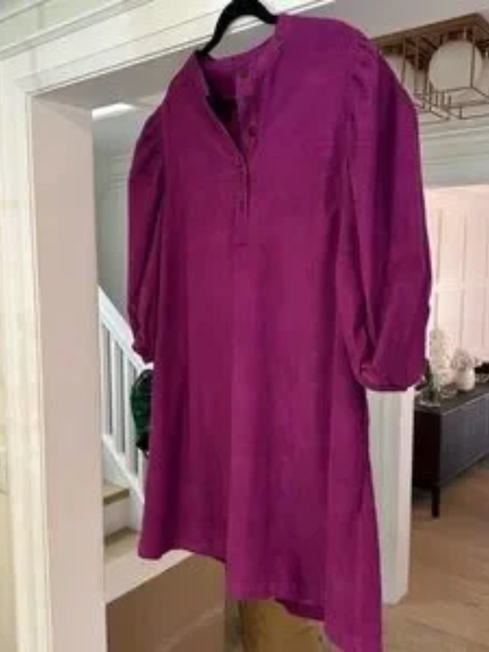 GAP Magenta Puff Sleeve Pinwale Corduroy Mini Shift Dress - Size XL Tall - Picture 8 of 15